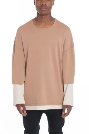 DOUBLE SLOUCH TEE- SAND