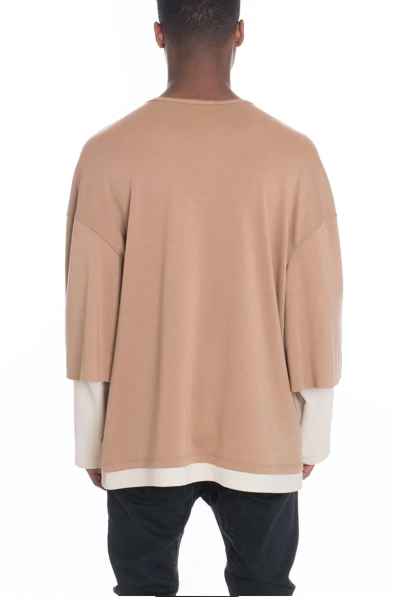 DOUBLE SLOUCH TEE- SAND