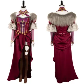 Dragon's Dogma Wilhelmina Women Red Dress Party Carnival Halloween Cosplay Costume