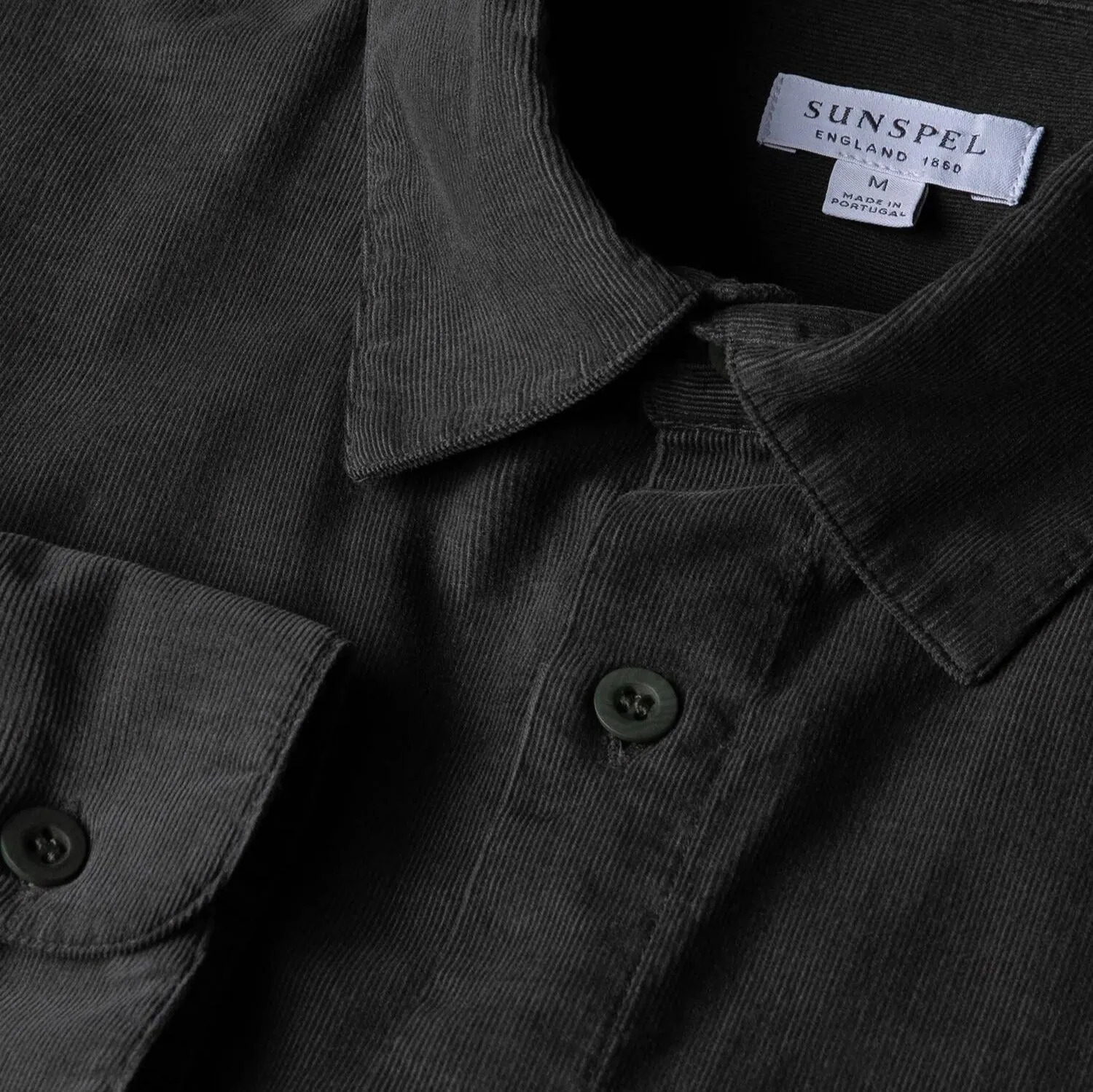 Drill Green Fine Cord Cotton Shirt