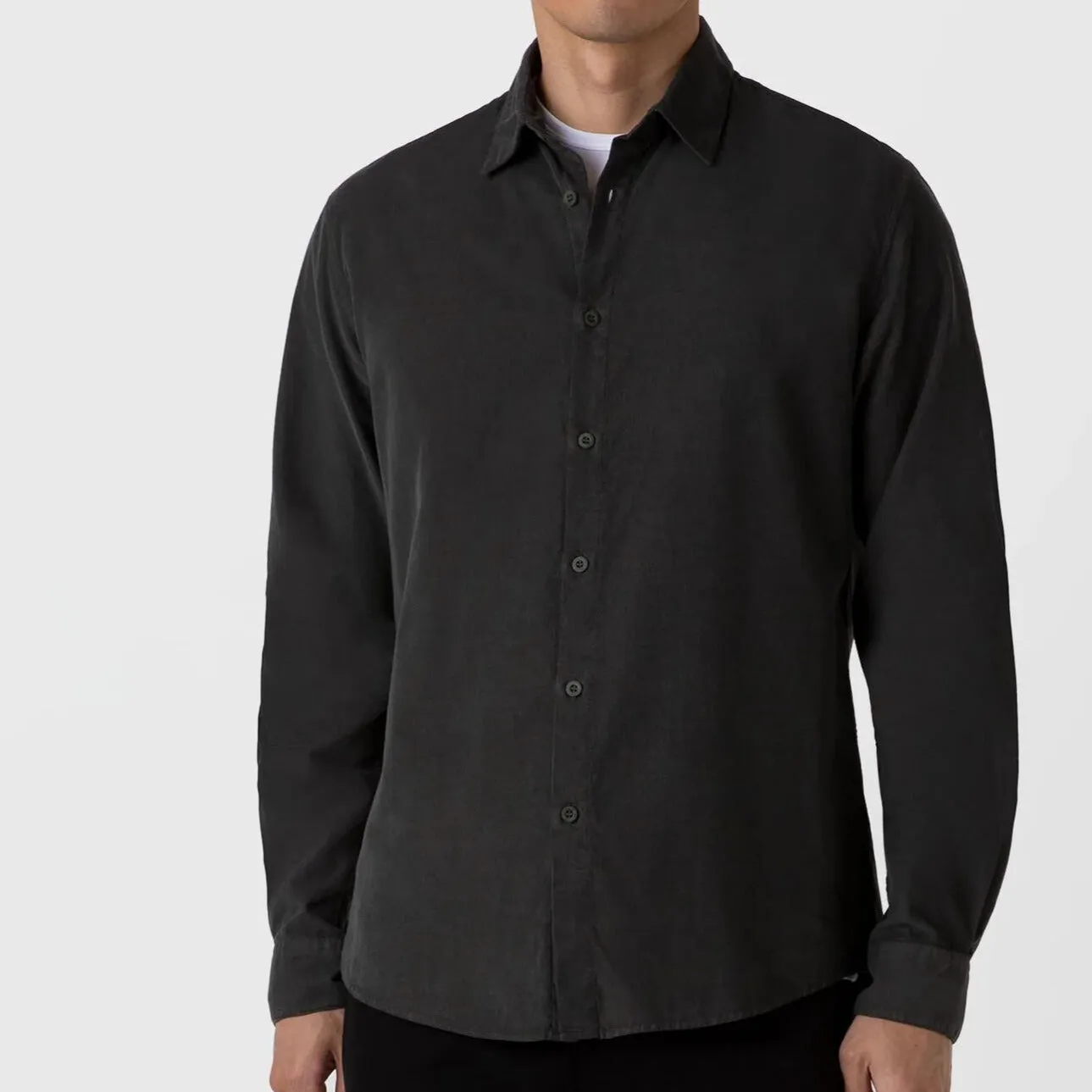 Drill Green Fine Cord Cotton Shirt