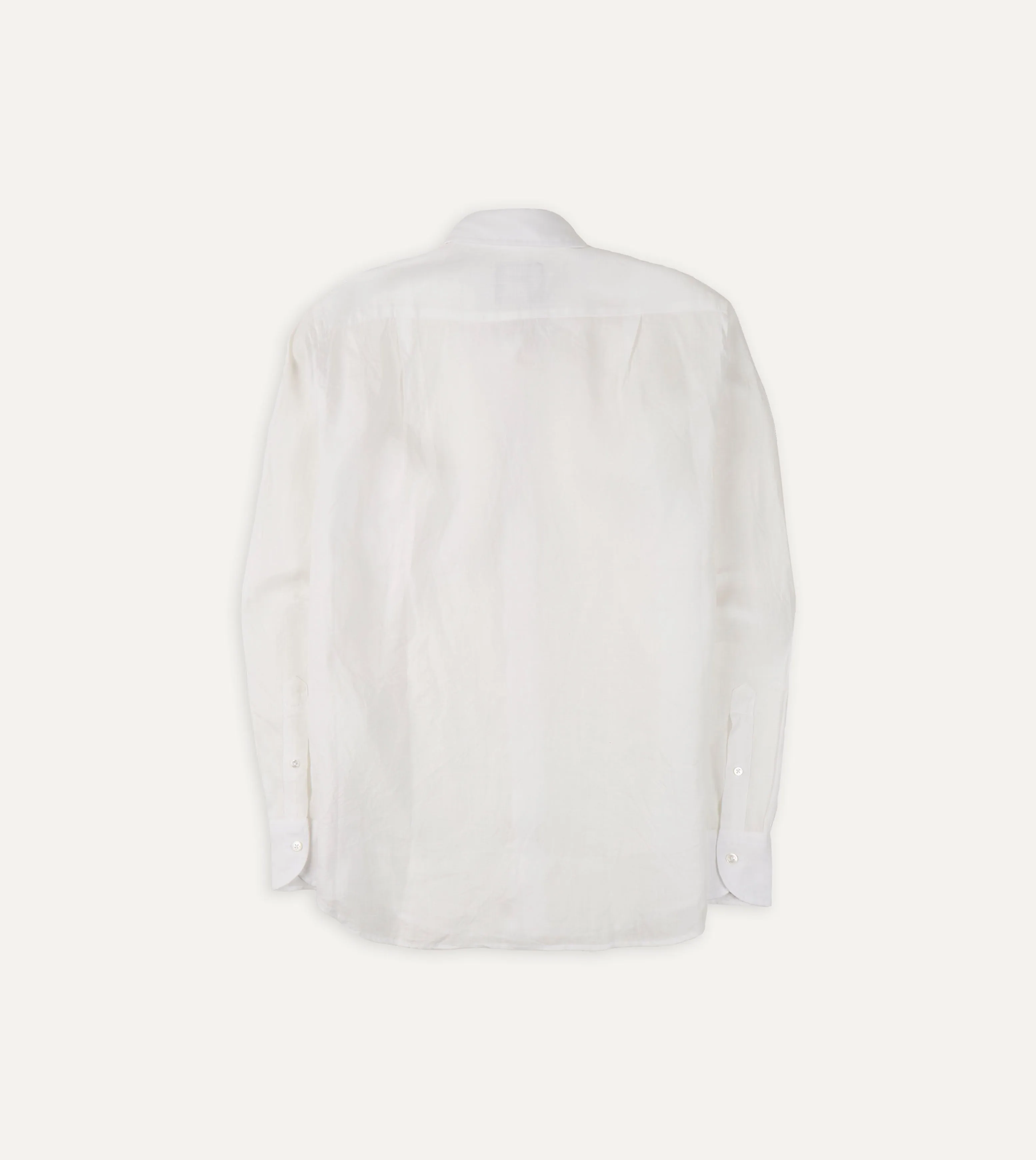 Ecru Linen Spread Collar Shirt