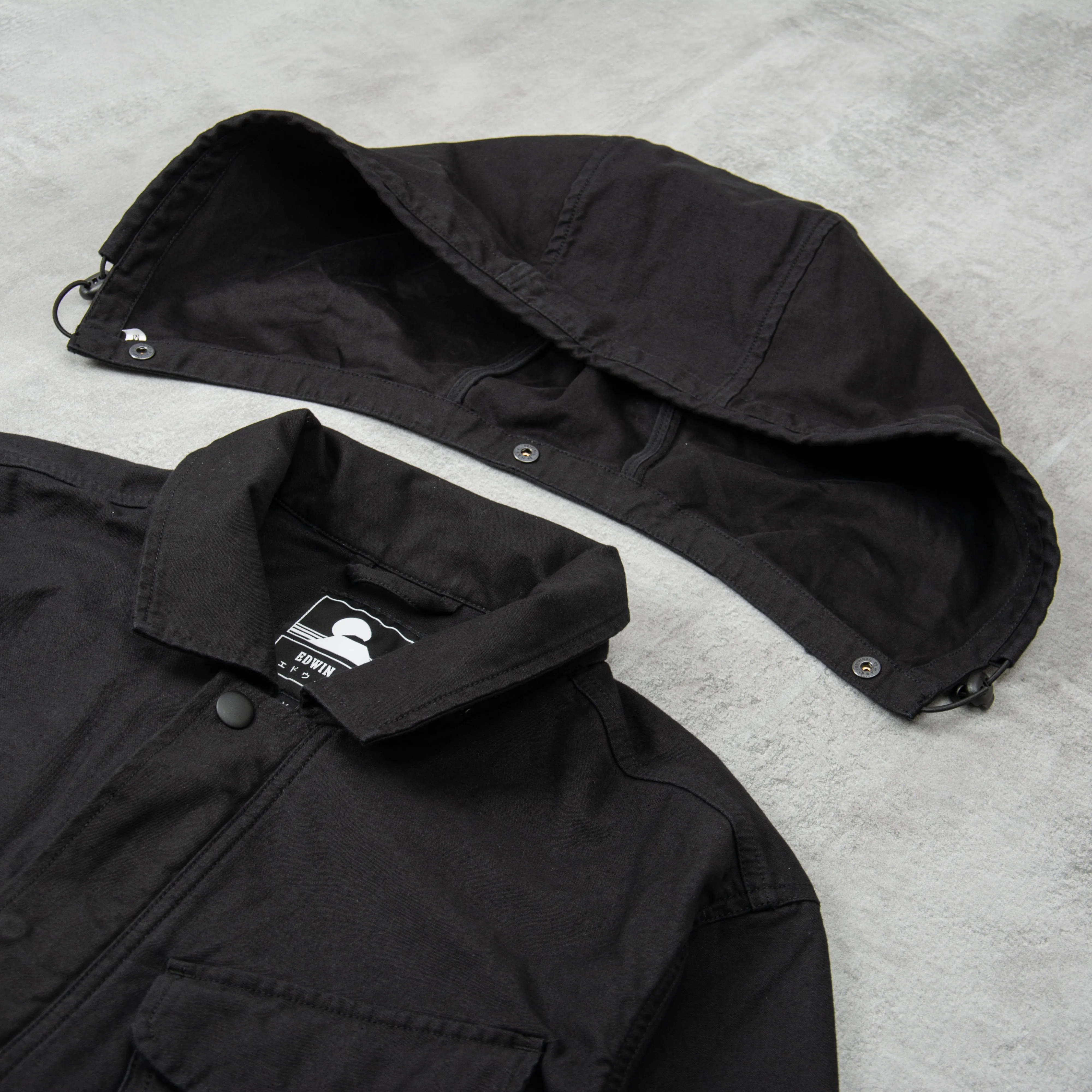 Edwin Strategy II Hooded Jacket - Black Enzyme Wash