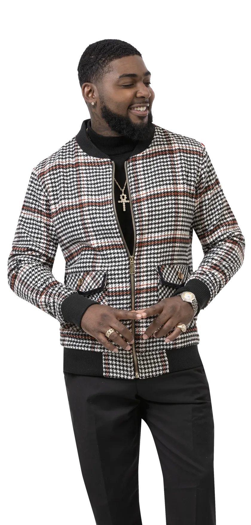 EJ Samuel Houndstooth Bomber Jacket B102