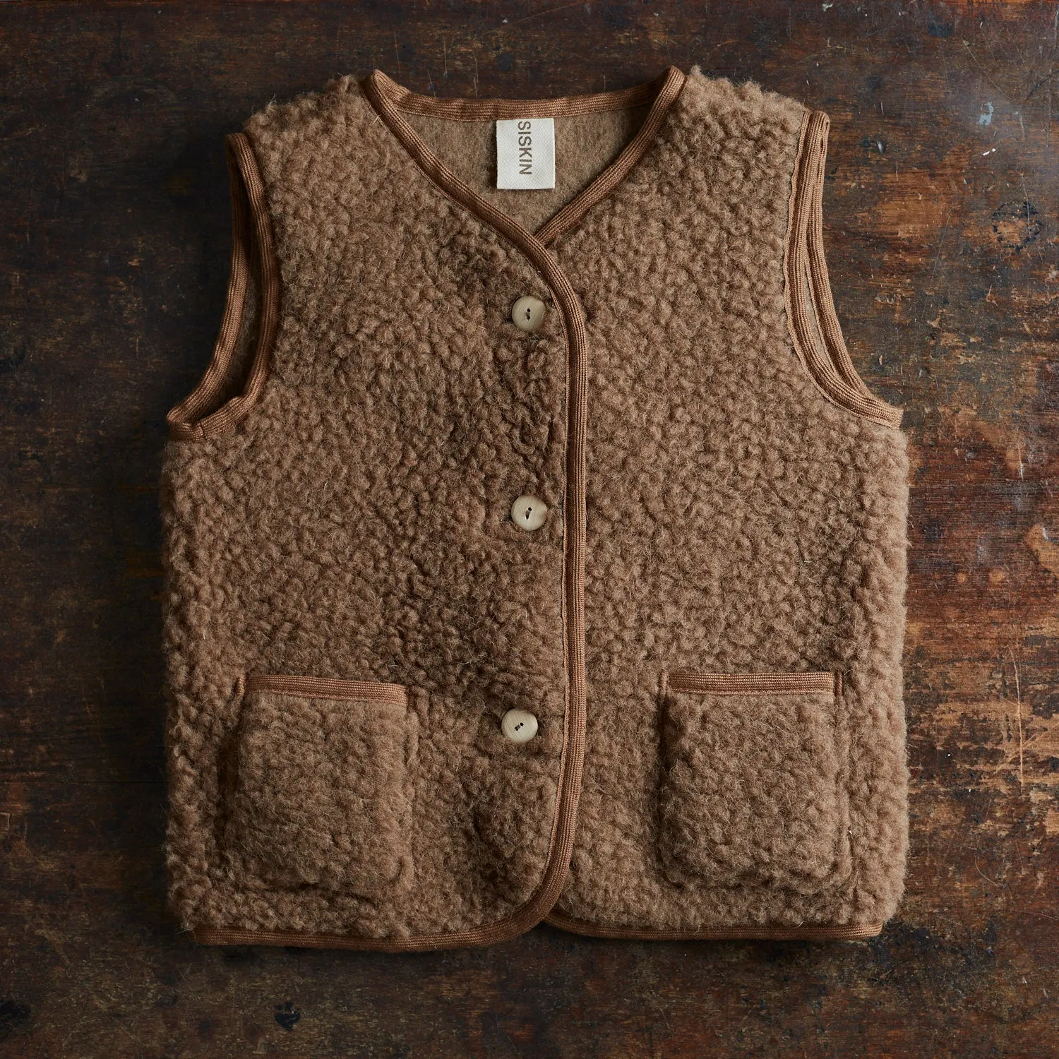 Elk Vest - Wool Teddy Fleece - Nutmeg