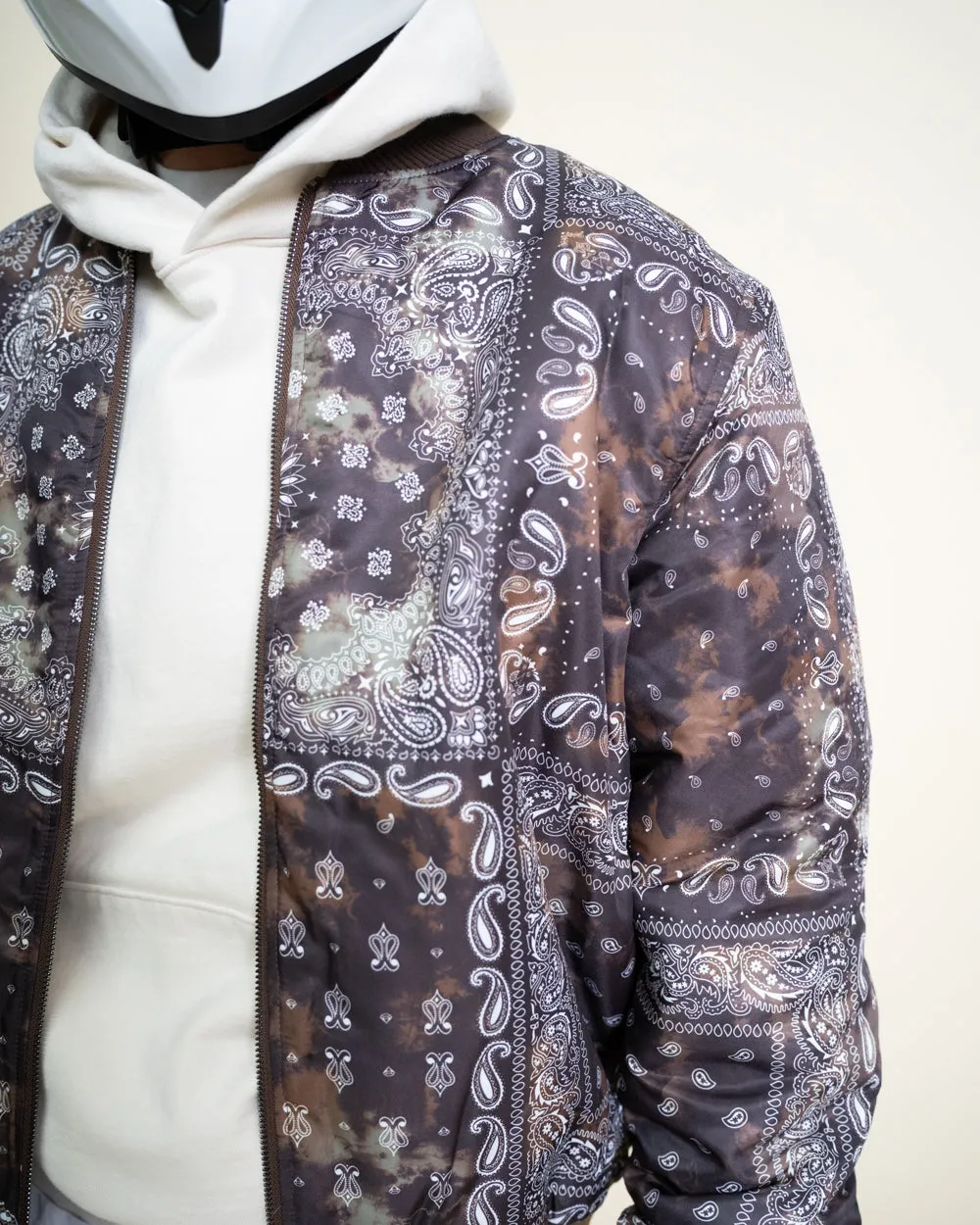 EPTM TIE DYE BANDANA BOMBER JACKET-BROWN