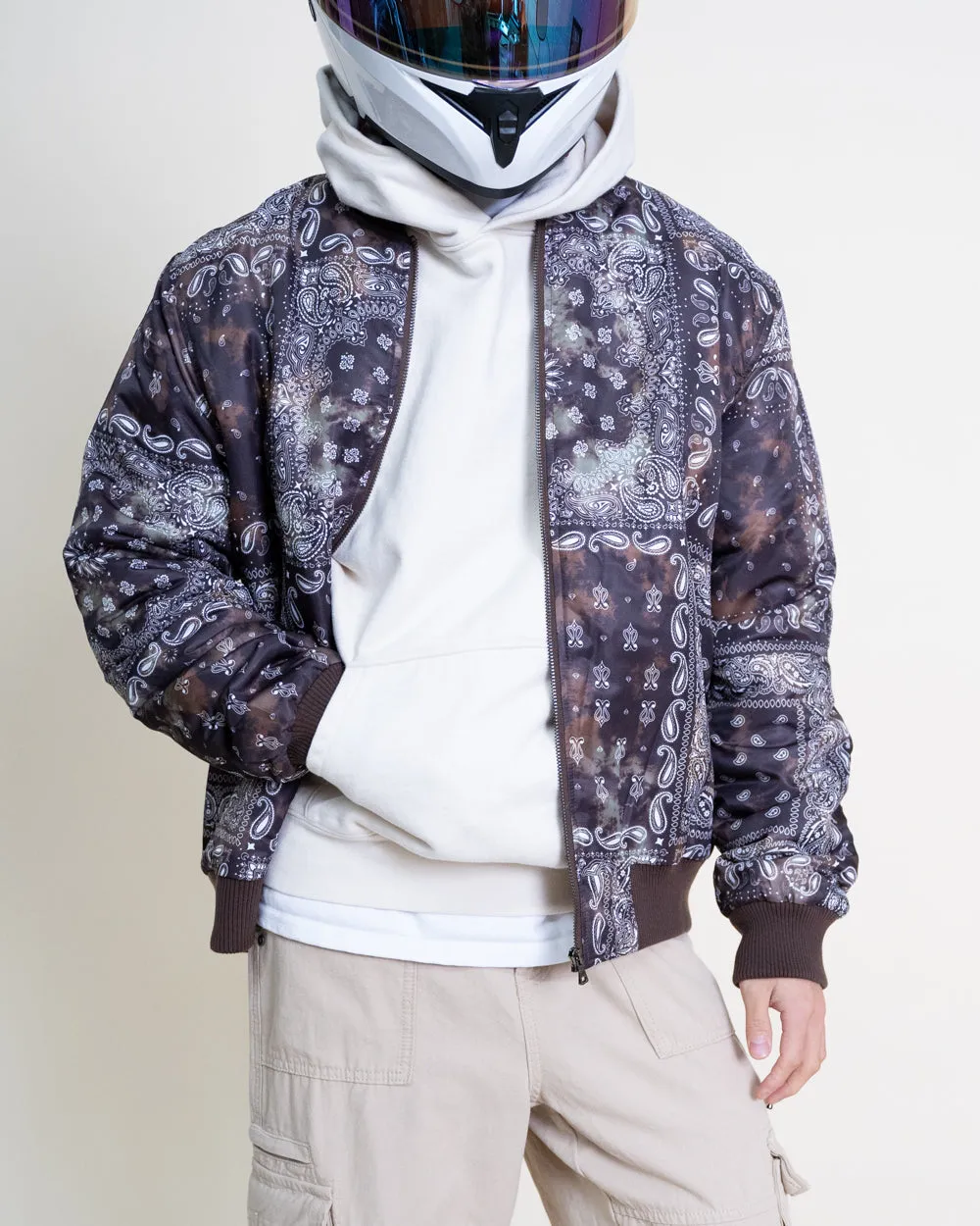 EPTM TIE DYE BANDANA BOMBER JACKET-BROWN