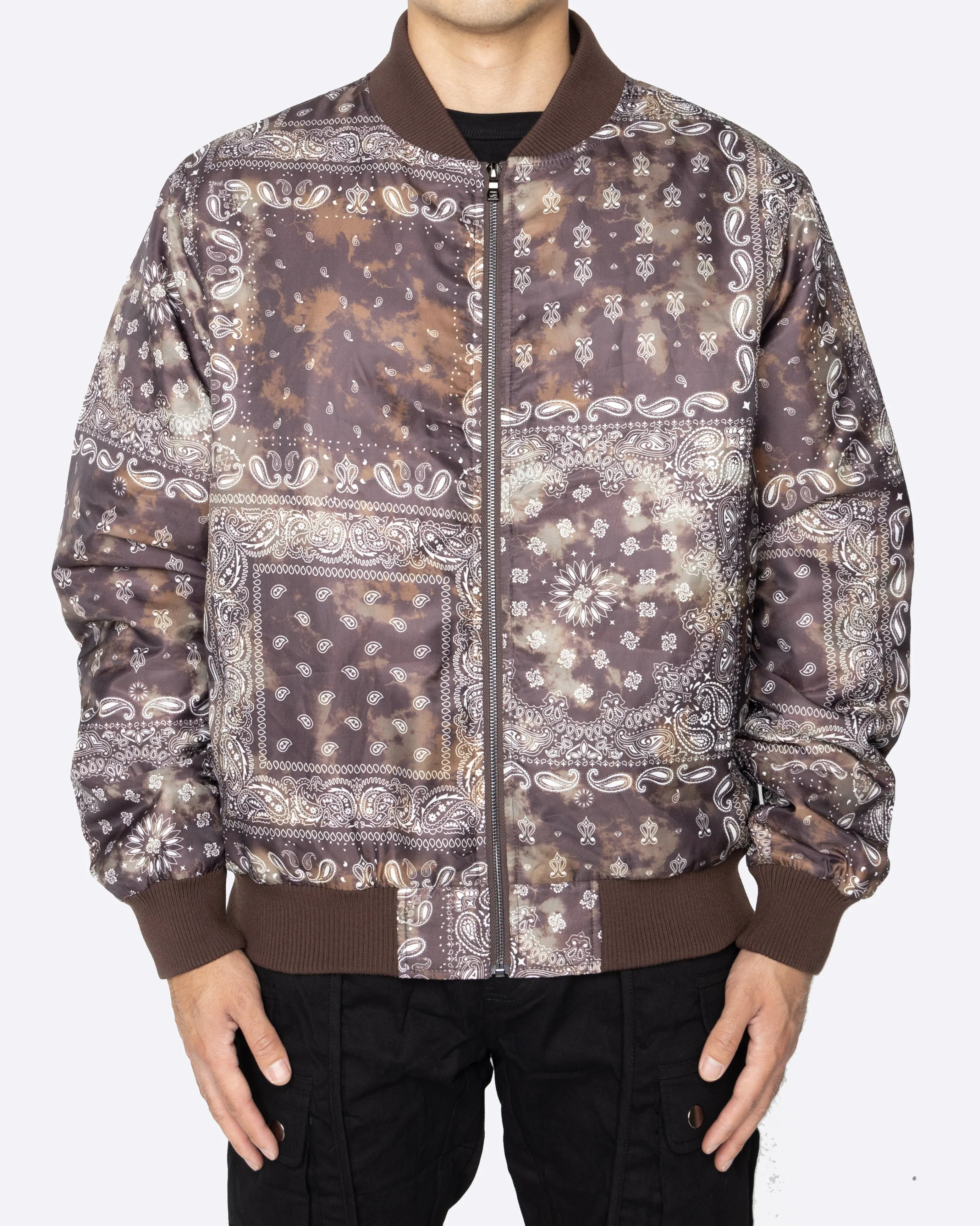 EPTM TIE DYE BANDANA BOMBER JACKET-BROWN