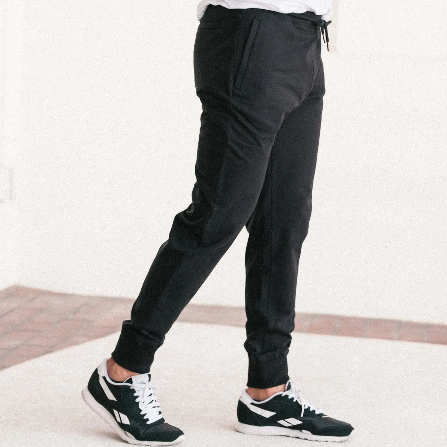 Essential Joggers –  Black Cotton French Terry