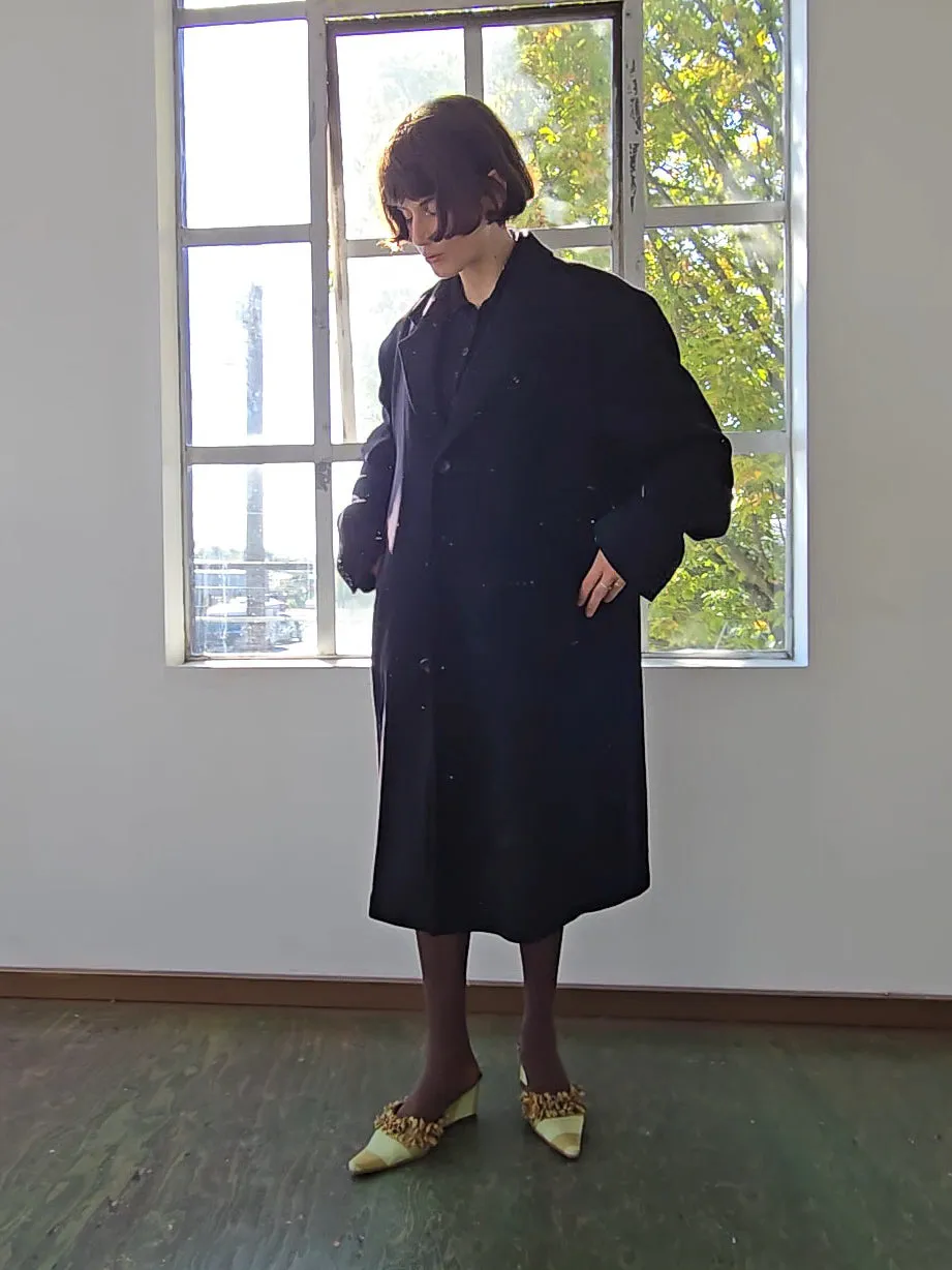 Essential Single Breasted Black Overcoat (L)