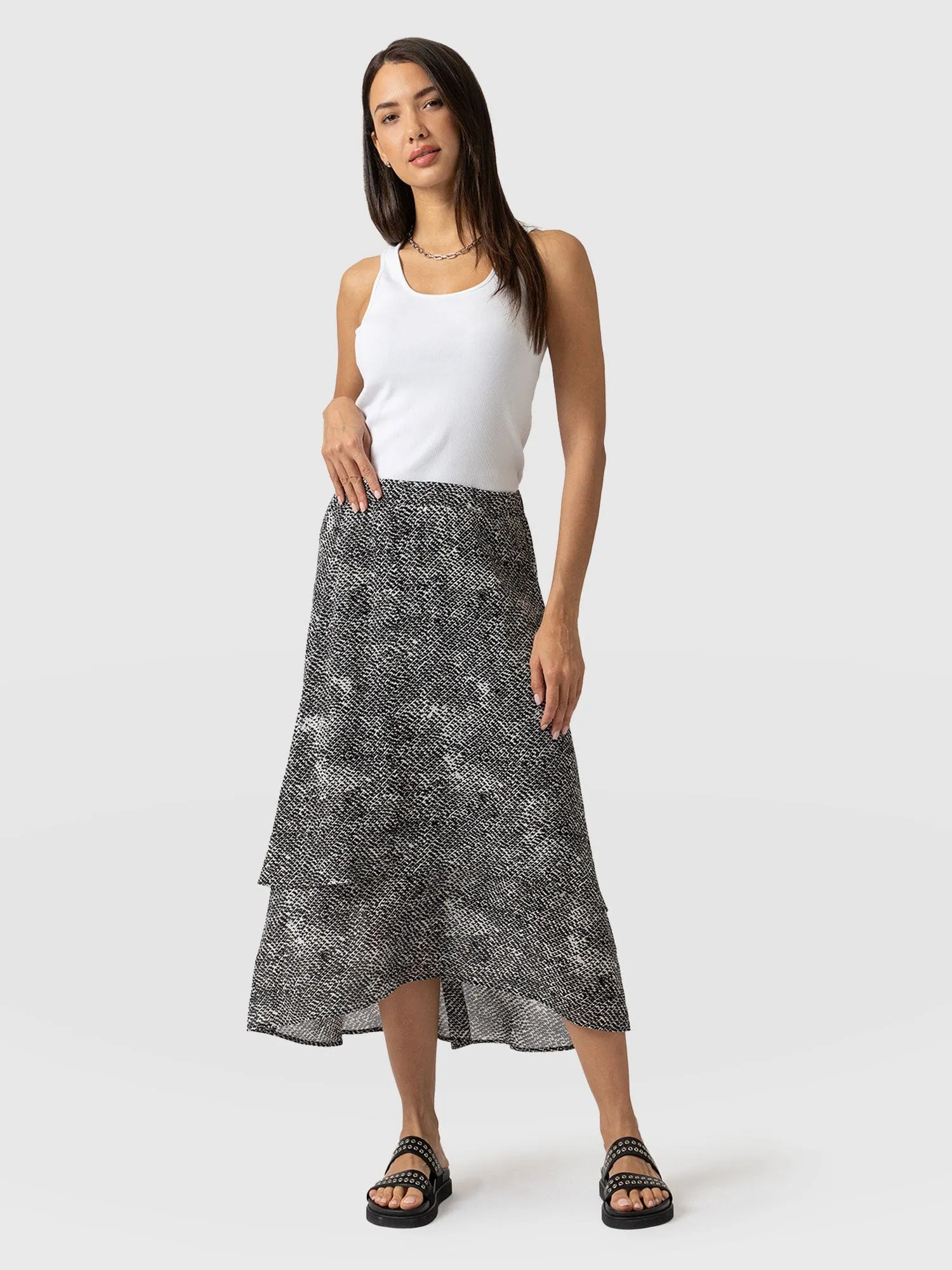 Etta Layered Skirt - Monochrome Gothica