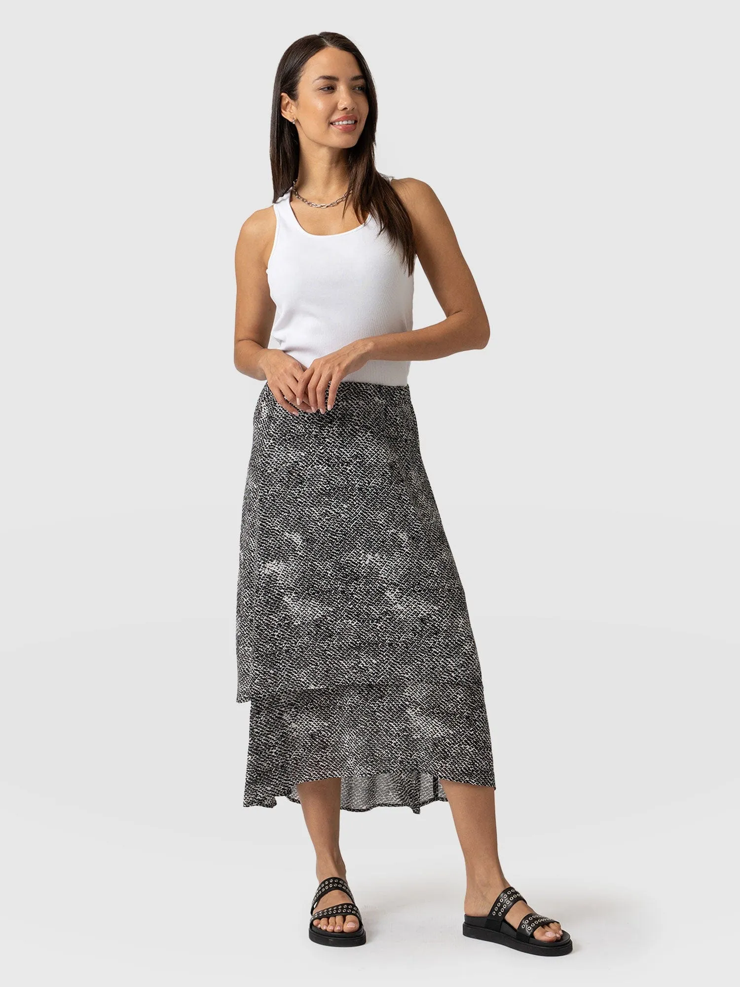 Etta Layered Skirt - Monochrome Gothica