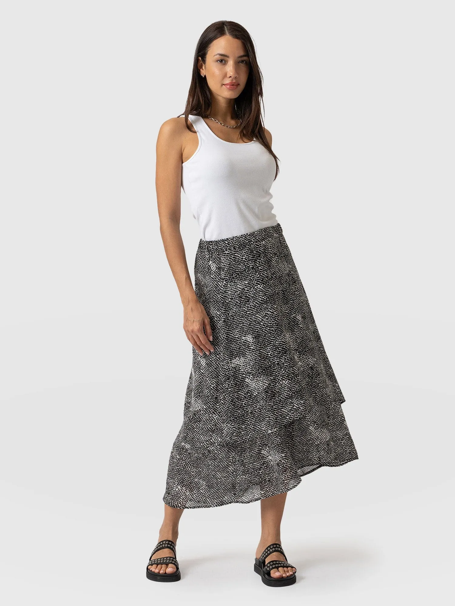 Etta Layered Skirt - Monochrome Gothica