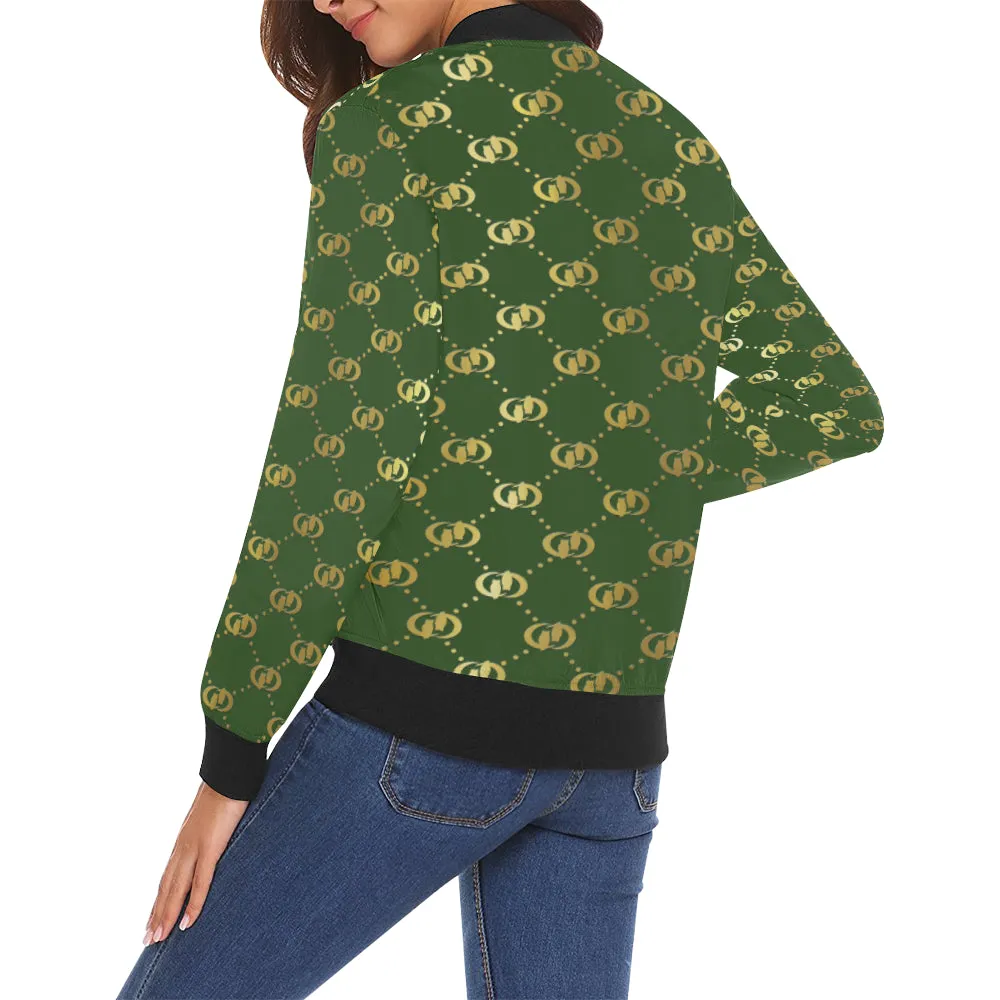 EXCELLENCE KAKIGLD All Over Print Bomber Jacket for Women