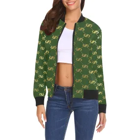 EXCELLENCE KAKIGLD All Over Print Bomber Jacket for Women