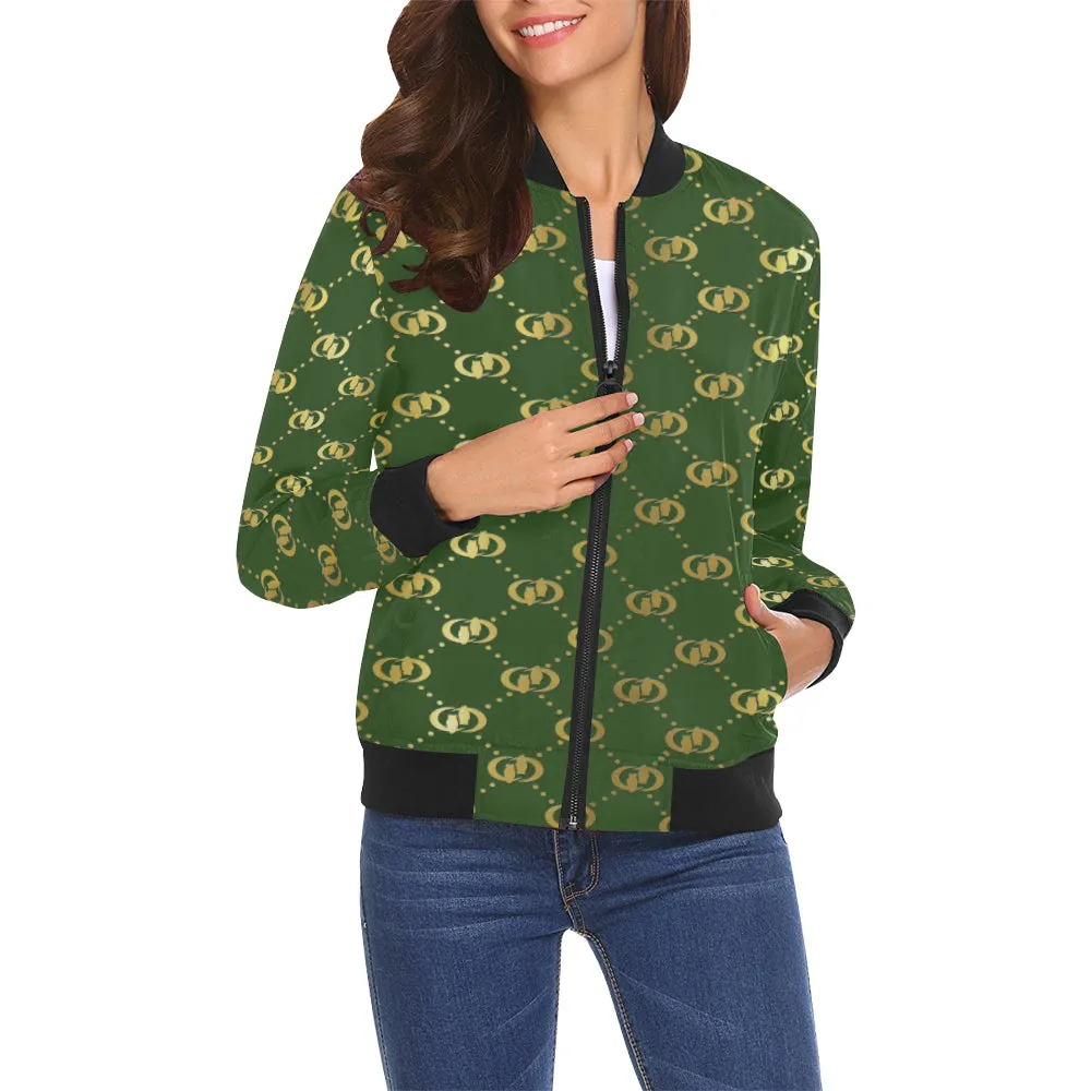 EXCELLENCE KAKIGLD All Over Print Bomber Jacket for Women