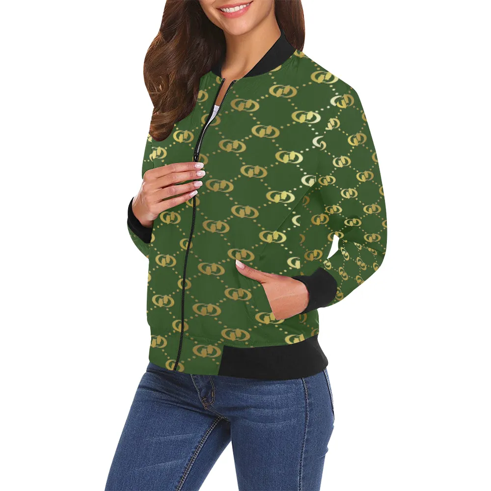 EXCELLENCE KAKIGLD All Over Print Bomber Jacket for Women