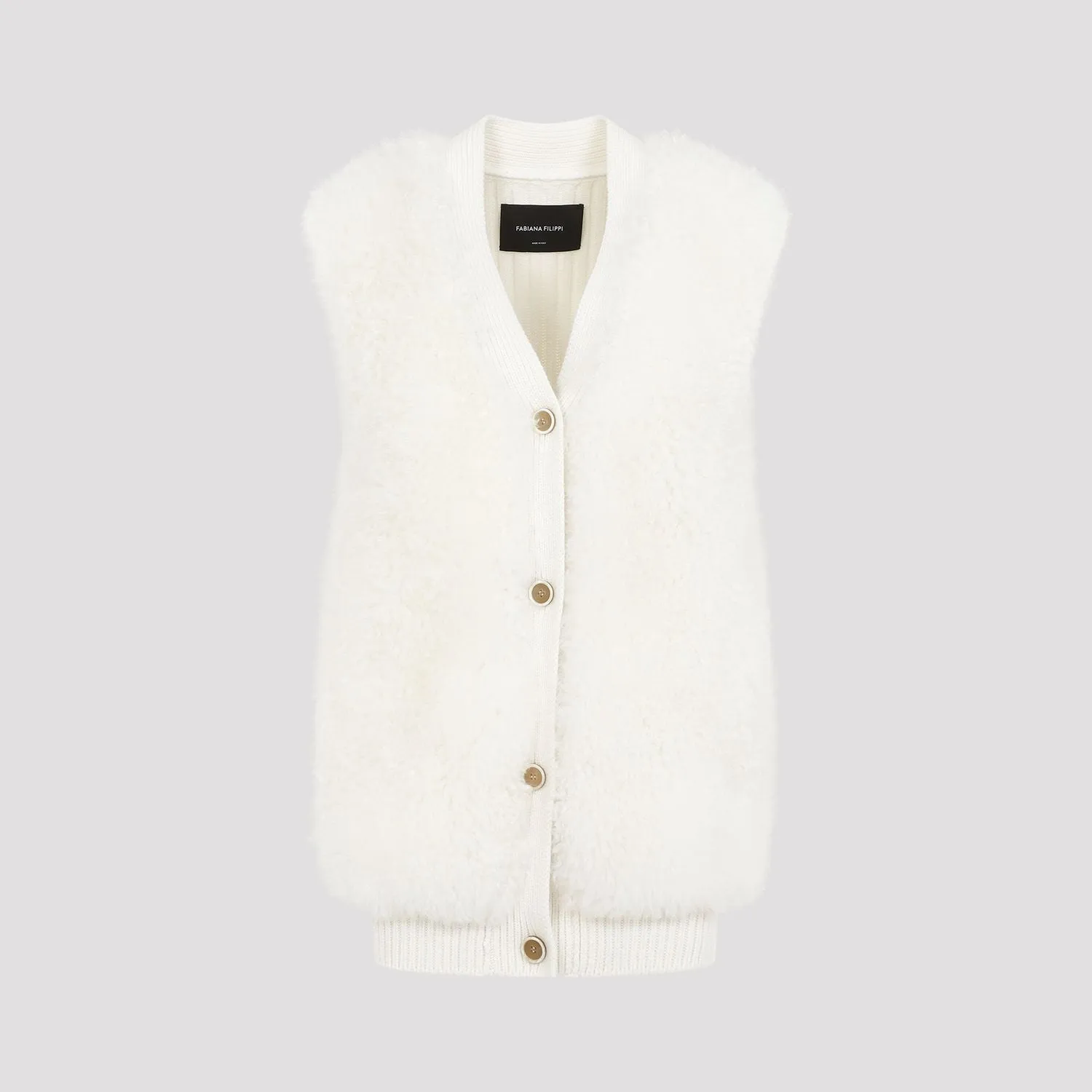 FABIANA FILIPPI Luxurious Shearling and Merino Wool Silk-Cashmere Blend Gilet