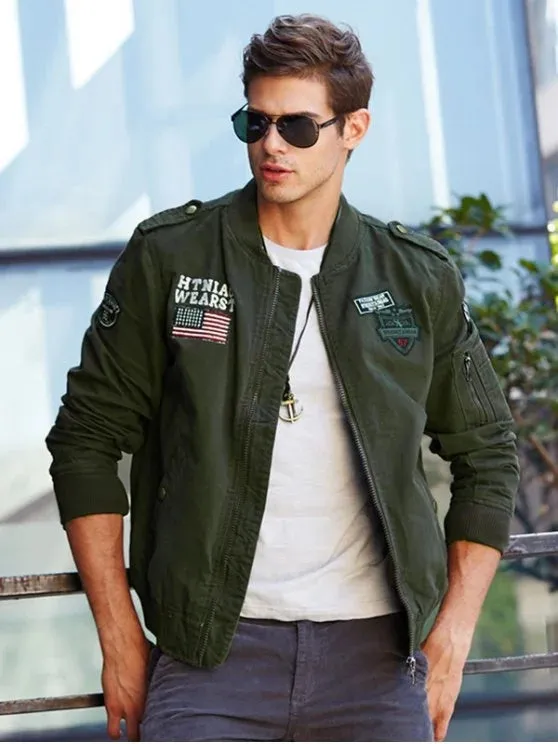 Fashion Enbroidered Applique Bomber Jacket