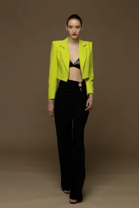 Flared Pants with Draping and Cropped Jacket