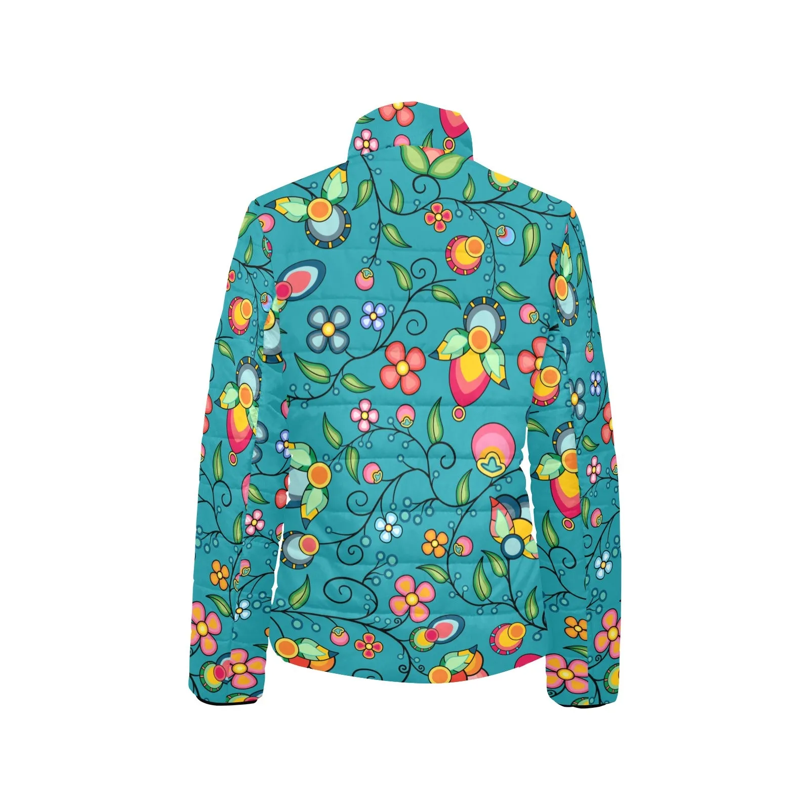 Floral Bounty Teal Women's Padded Jacket