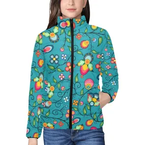 Floral Bounty Teal Women's Padded Jacket