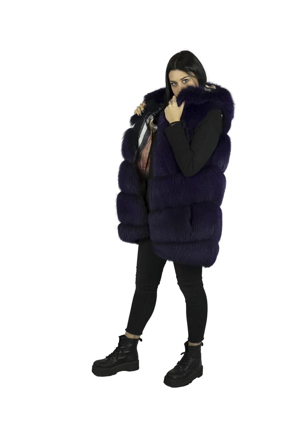 Fox Vest with Purple Hood