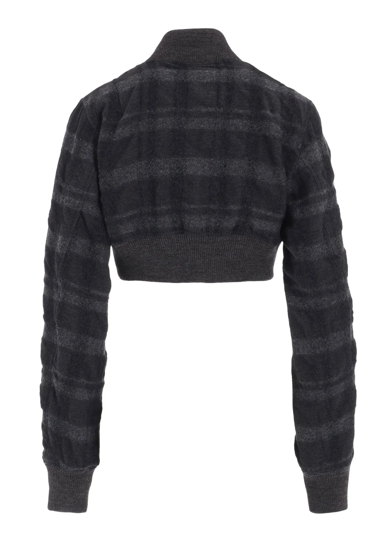 FULLING FINISHED SHADOW CHECK CROPPED BOMBER JACKET