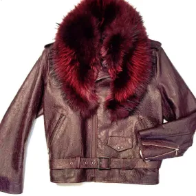 G-Gator Wine Coyote Lambskin Biker Jacket