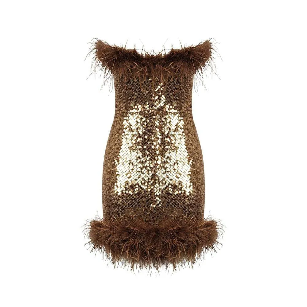 Gillian Strapless Embellished Sequins Mini Dress