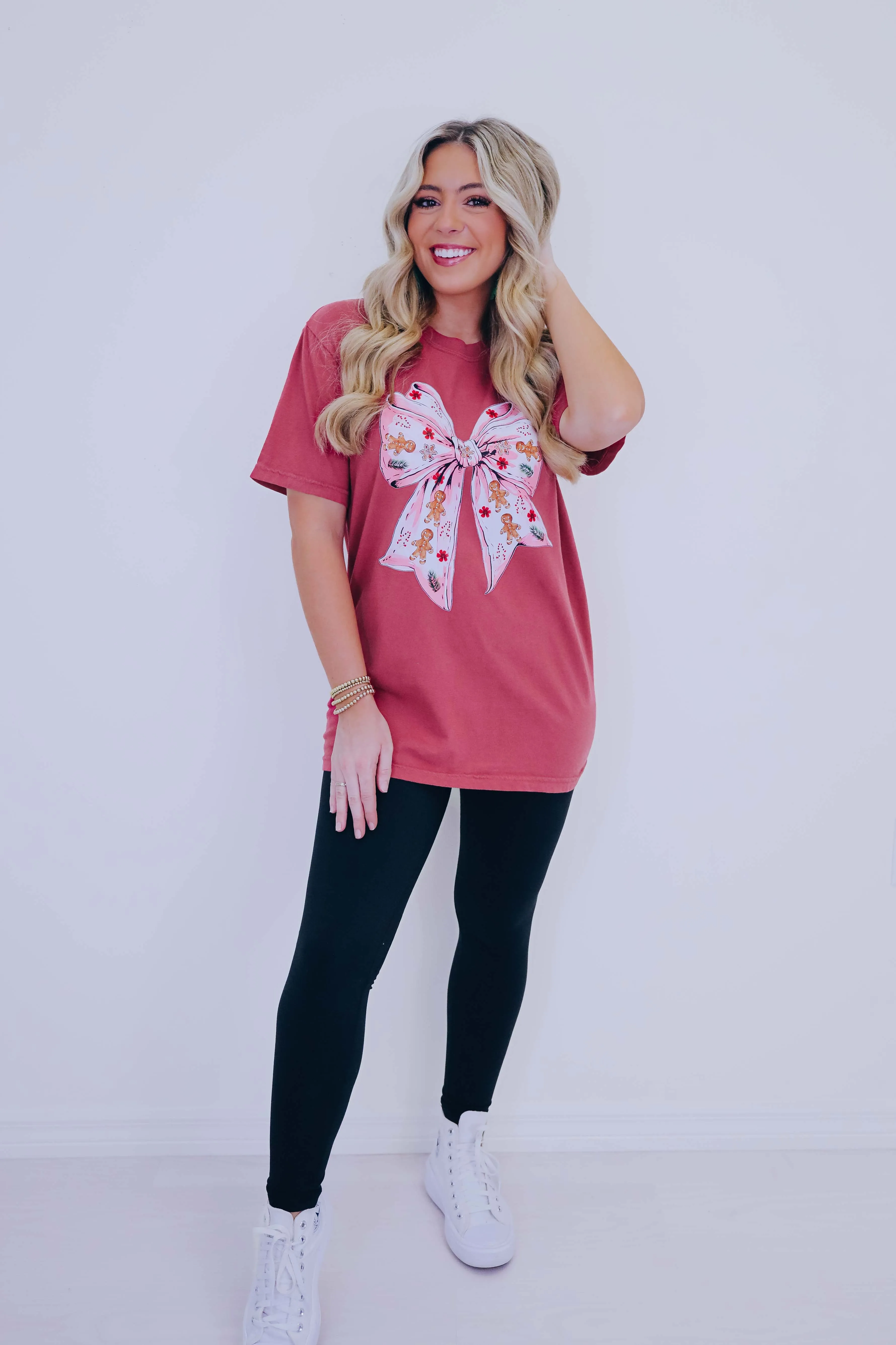 Gingerbread Bow Comfort Colors Graphic Tee S-2X