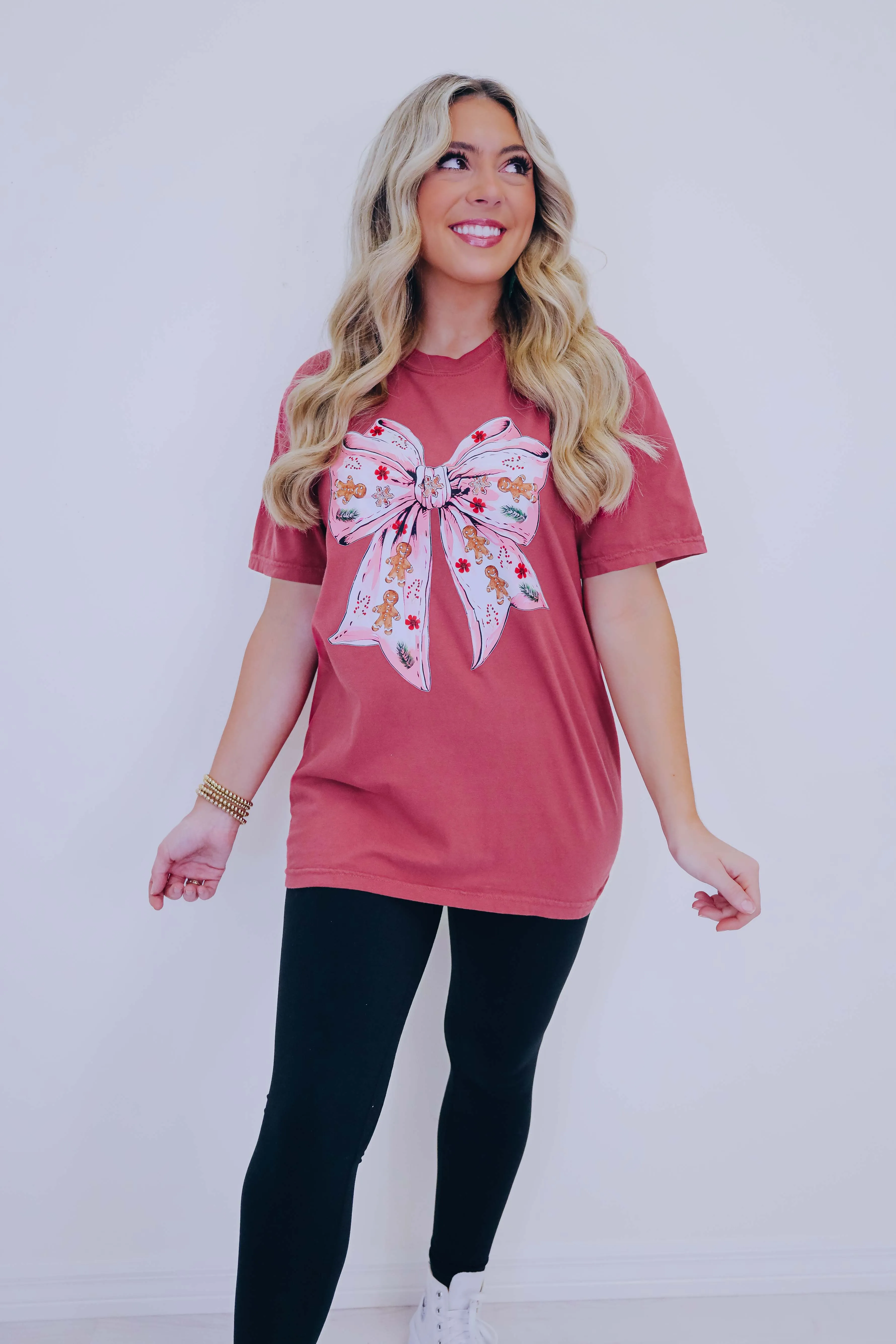 Gingerbread Bow Comfort Colors Graphic Tee S-2X