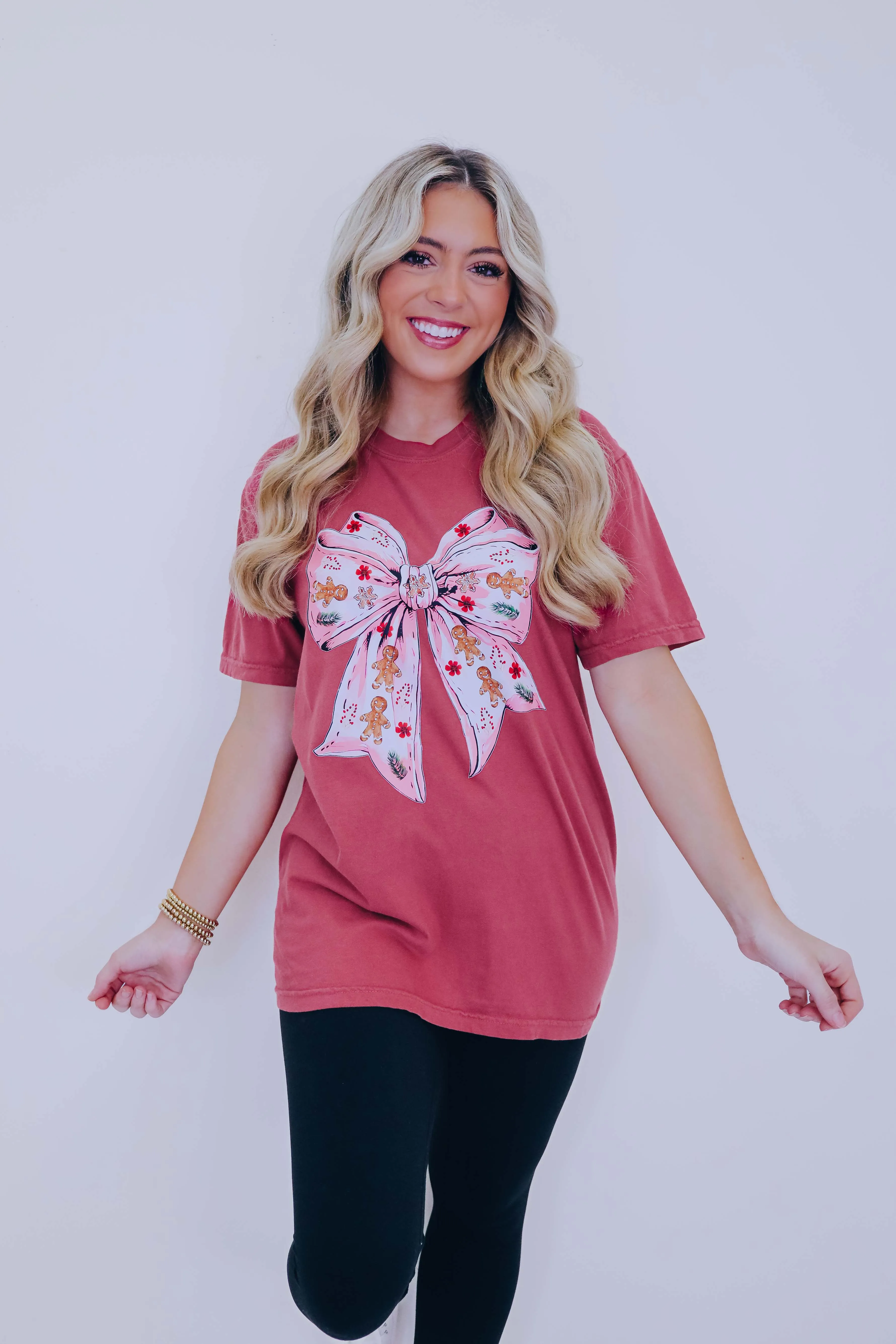 Gingerbread Bow Comfort Colors Graphic Tee S-2X