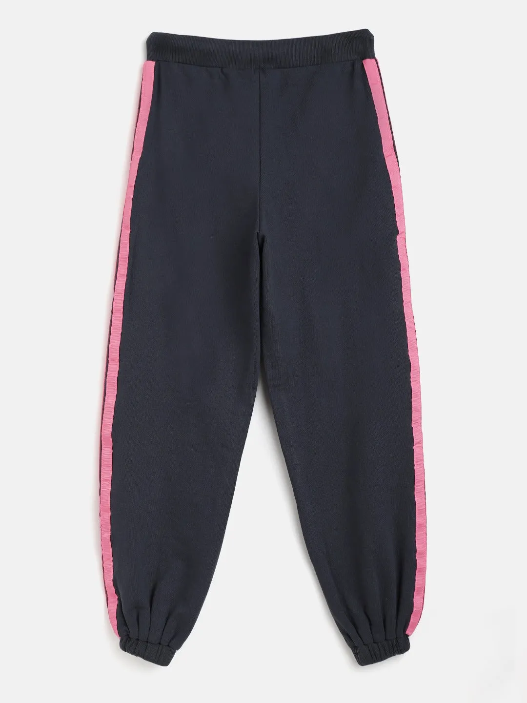 Girls Navy Terry Side Tape Joggers