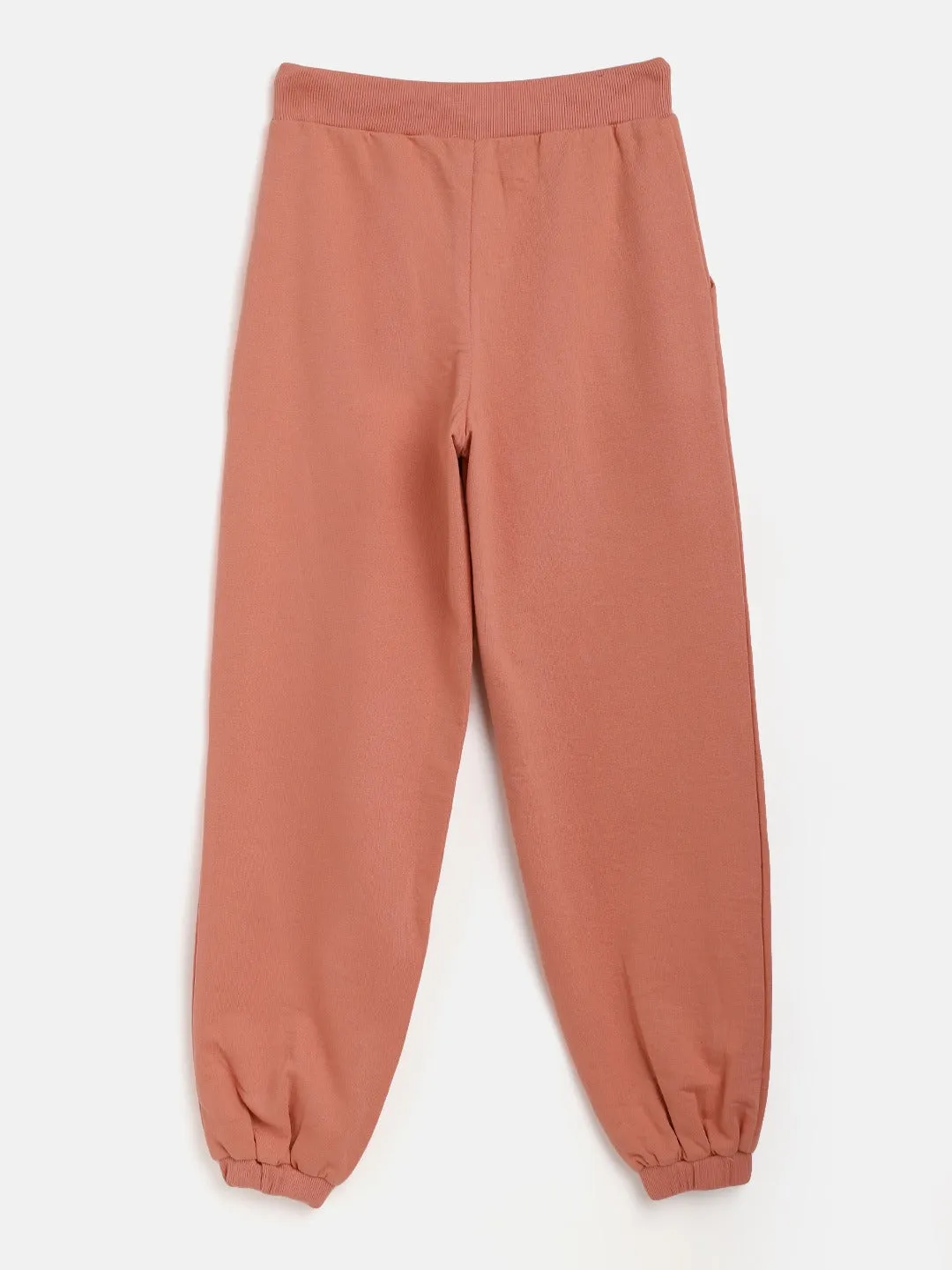 Girls Peach Terry Basic Drawstring Joggers