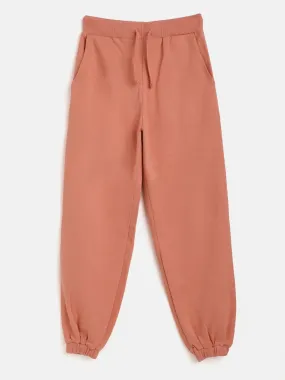 Girls Peach Terry Basic Drawstring Joggers