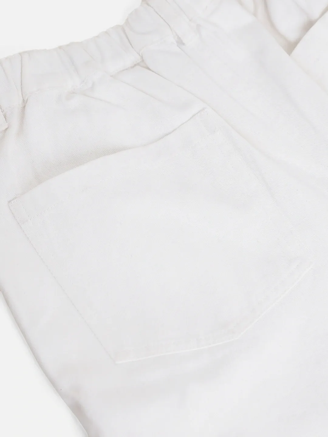 Girls White Twill Joggers