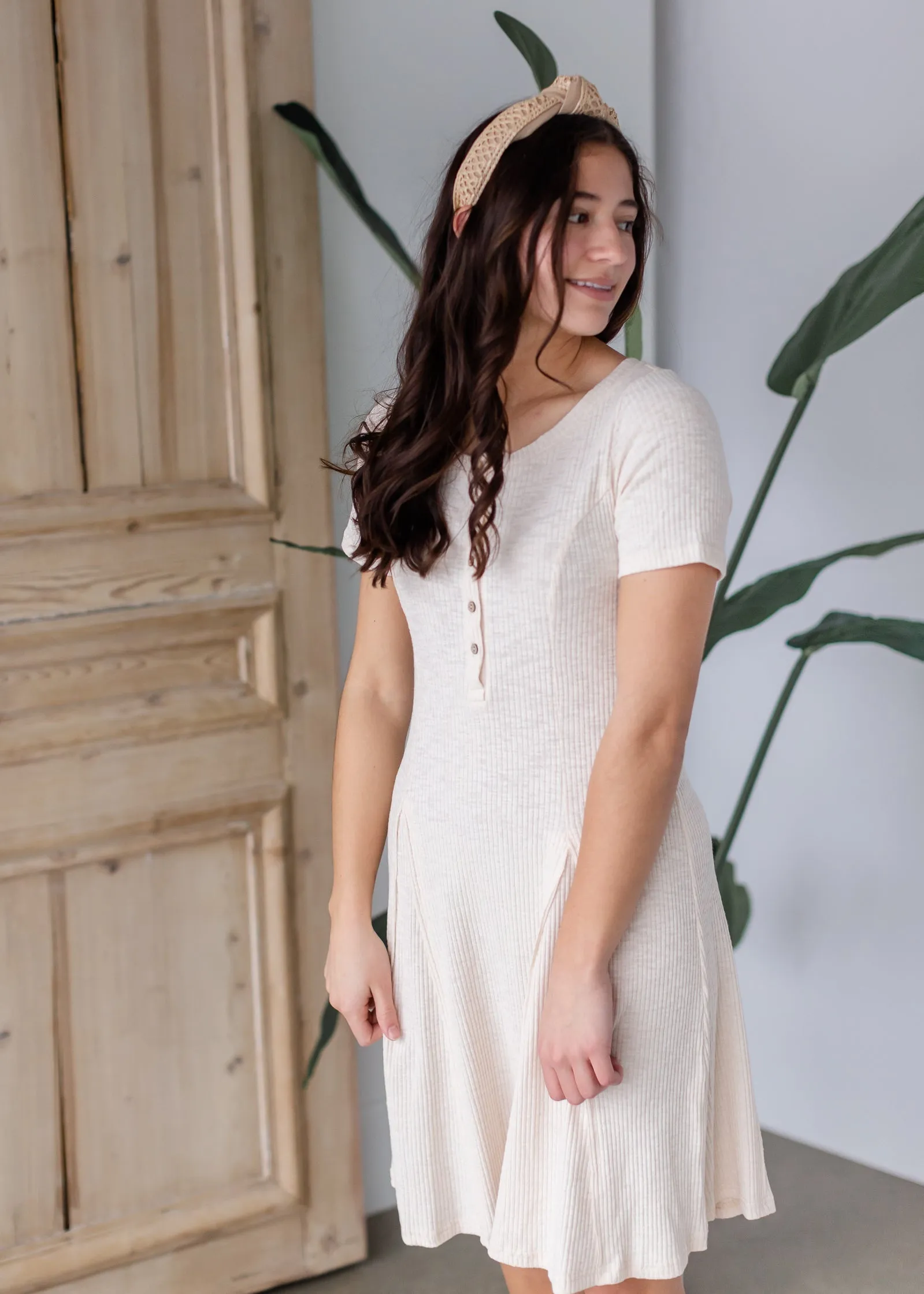 Godet Midi Dress with Button Detail - FINAL SALE