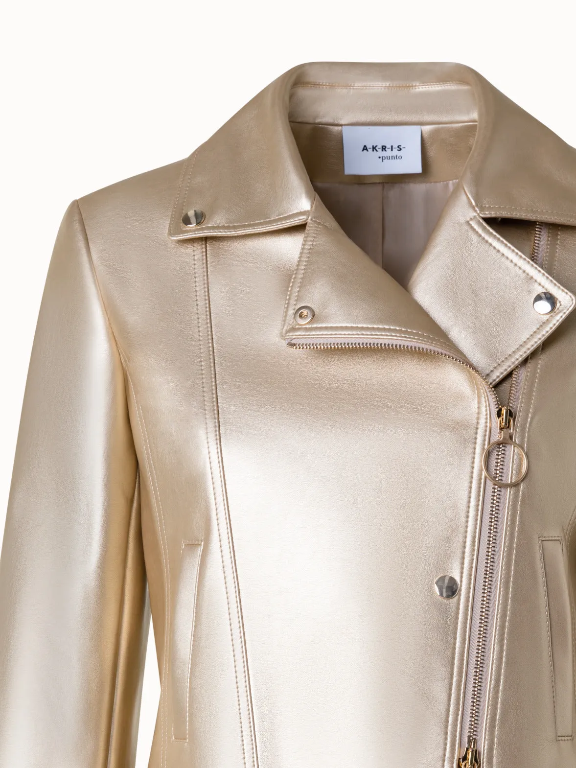 Golden Biker Jacket in Faux Leather