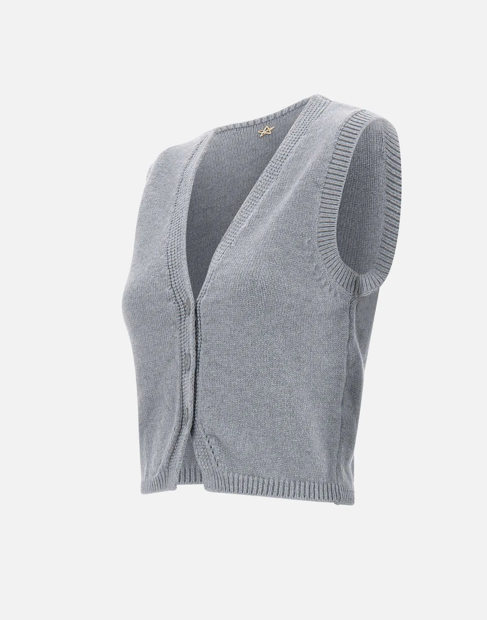 Grey Viscose Angora Knit Gilet