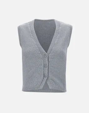 Grey Viscose Angora Knit Gilet