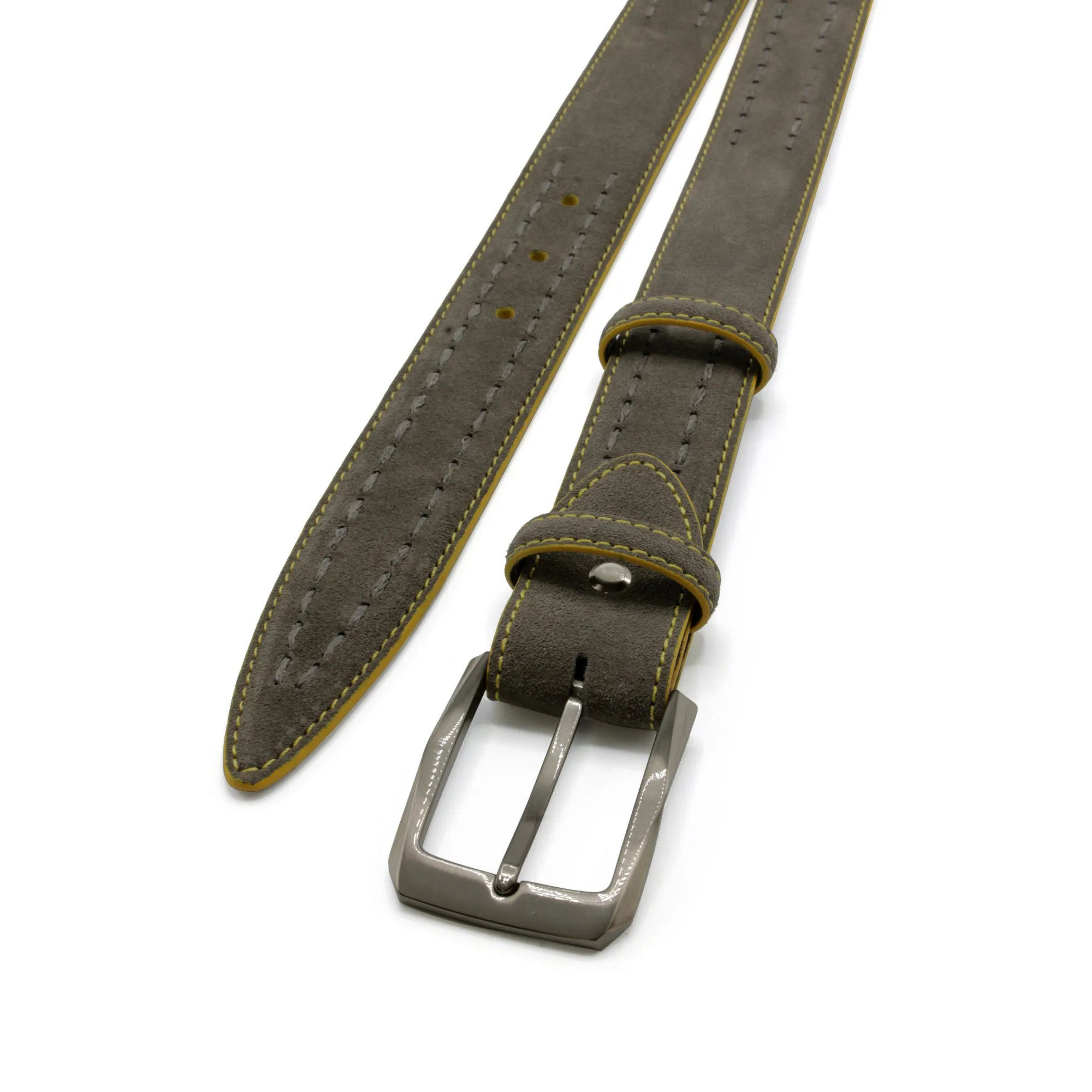 Grey/Yellow Chaplin V2 Suede Contrast Detail Belt