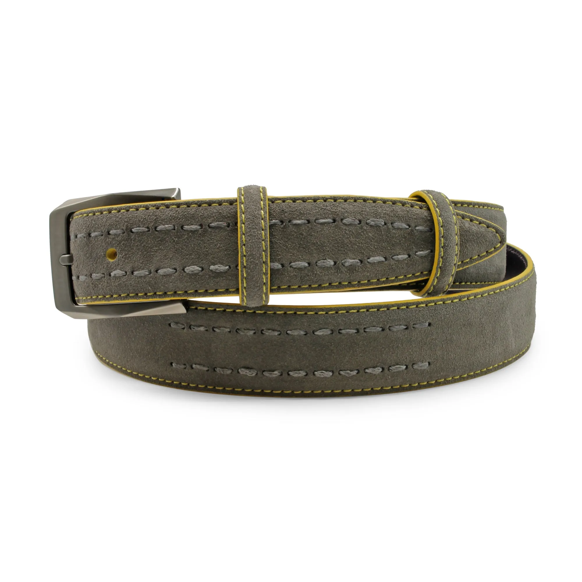 Grey/Yellow Chaplin V2 Suede Contrast Detail Belt