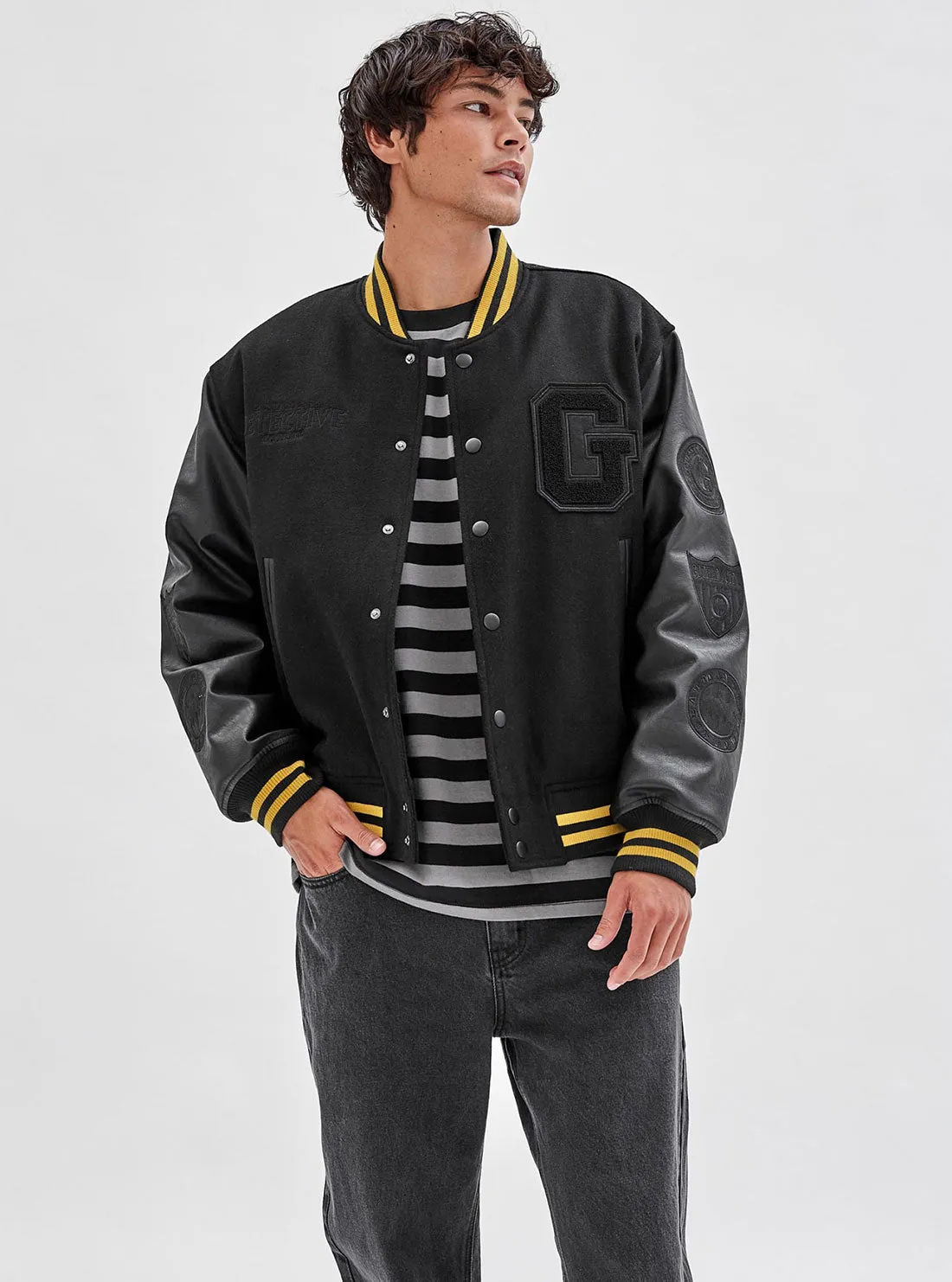 Guess Originals x Batman Black Letterman Jacket