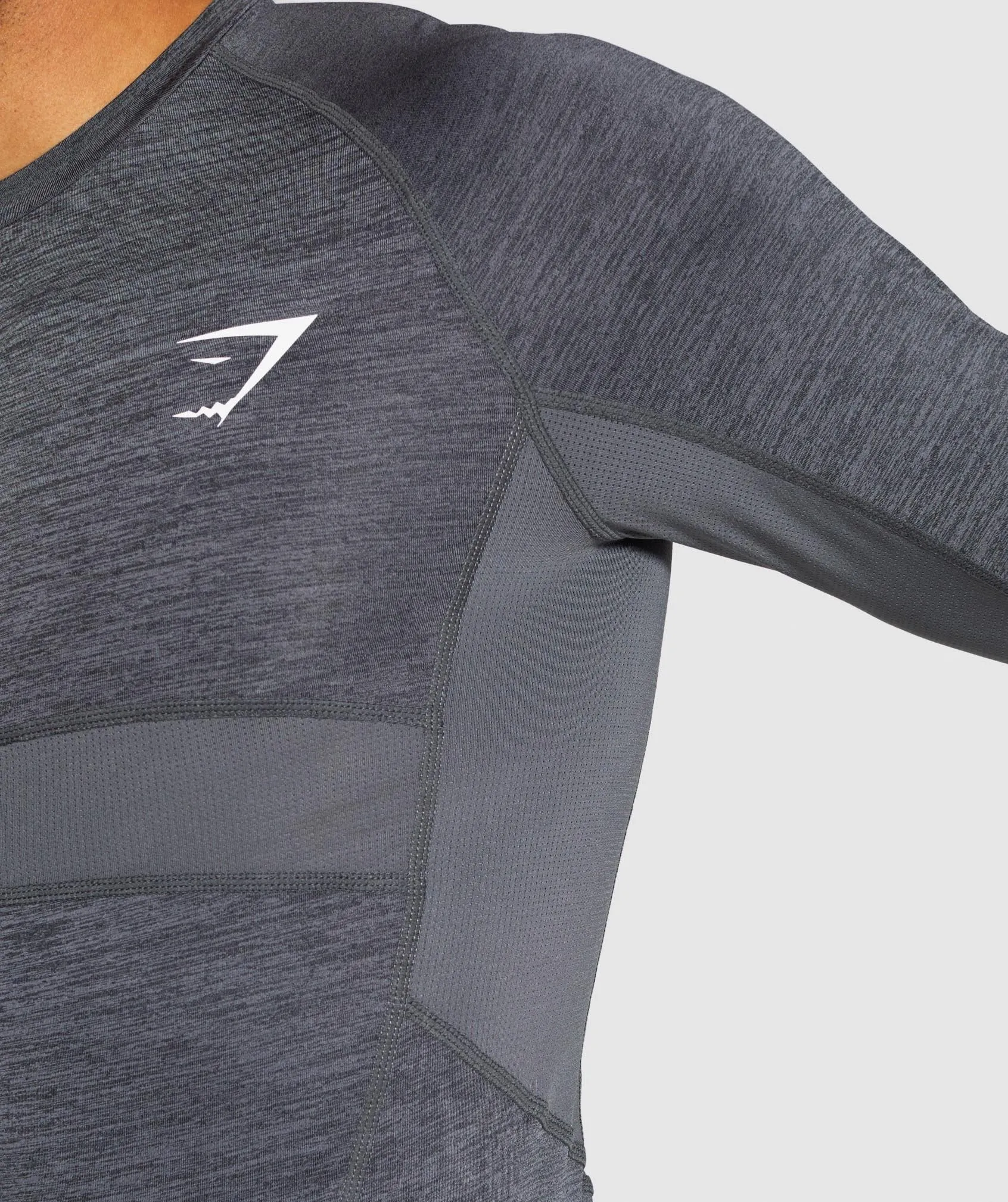 Gymshark Element  Baselayer Long Sleeve Top - Black Marl/White