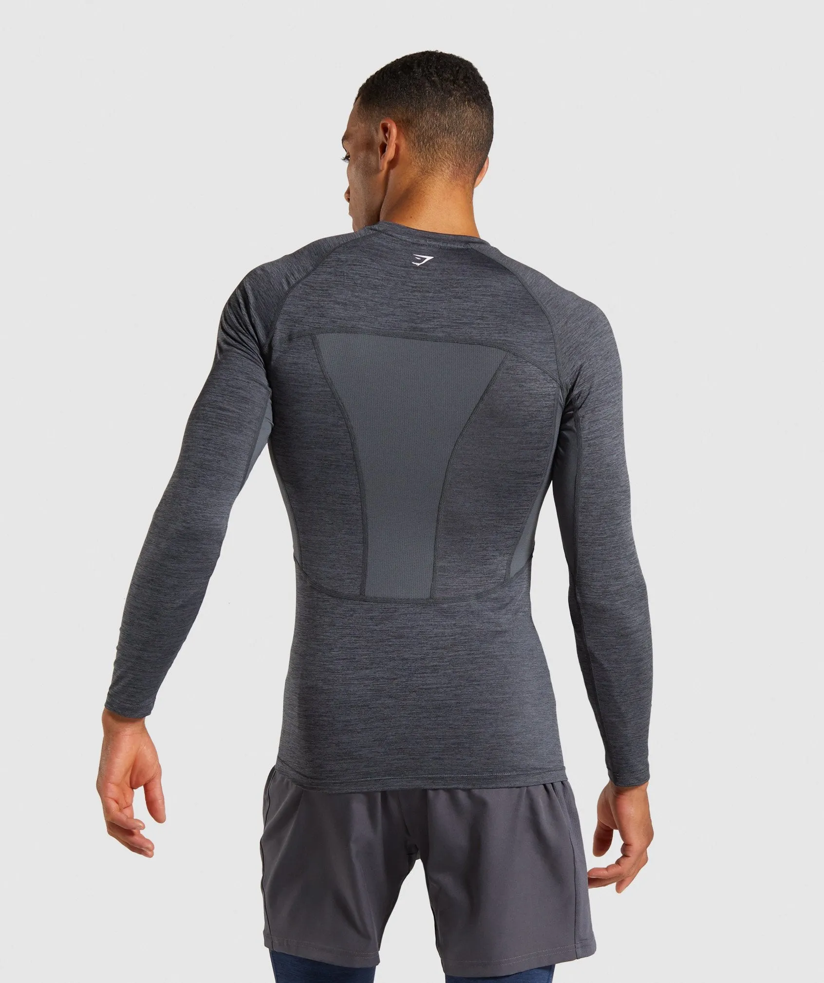 Gymshark Element  Baselayer Long Sleeve Top - Black Marl/White