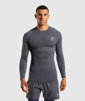 Gymshark Element  Baselayer Long Sleeve Top - Black Marl/White