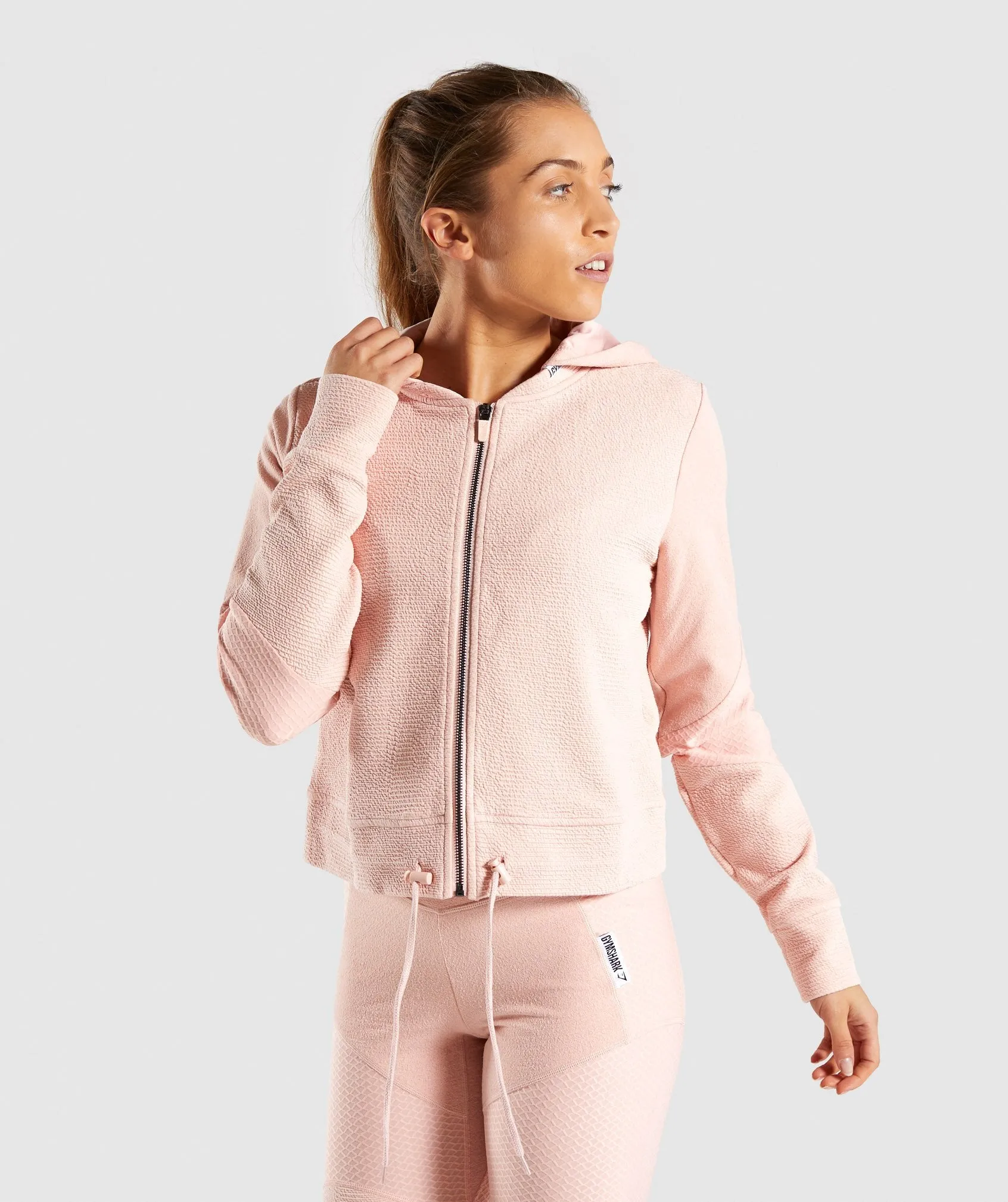 Gymshark True Texture Hooded Bomber Jacket - Blush Nude