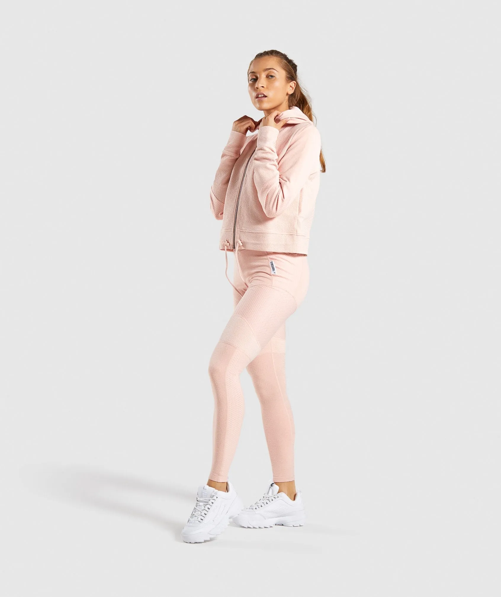 Gymshark True Texture Hooded Bomber Jacket - Blush Nude