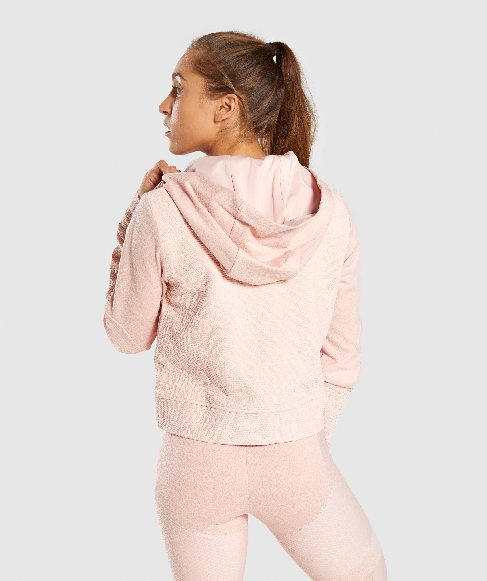 Gymshark True Texture Hooded Bomber Jacket - Blush Nude